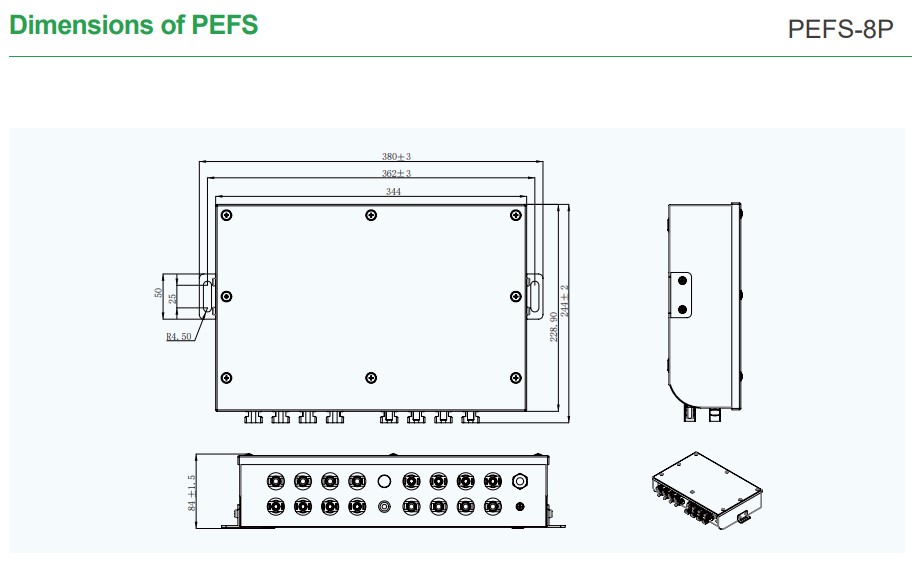 Dimensions of PEFS-8P
